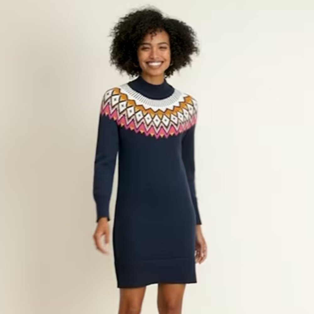 Old Navy Mock-Neck Fair Isle Sweater Dress Navy Size XL